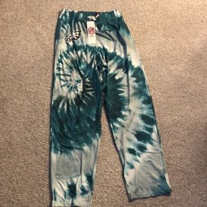 ZUBAZ PHILADELPHIA EAGLES NFL WOMEN’S TIE DYE TEAM COLORS LOUNGE PANTS, GREEN, S
